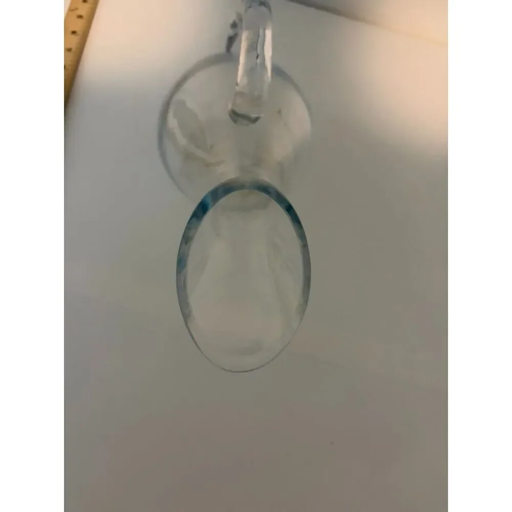 clear glass slanted tipsy pitcher decanter with handle